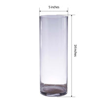 Round Heavy Duty Clear Cylinder Glass Vases 14 Inch Tall Set Of 6