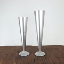Brushed Silver Trumpet Tall Flower Metal Vase Wedding Centerpieces 24 Inch