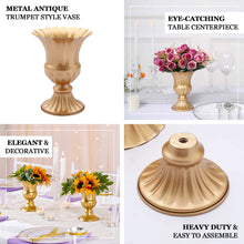 6 Inch Gold Metal Trumpet Pedestal Floral Table Vase Pack Of 2  