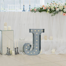 Vintage Galvanized Metal Marquee "J" Letter Light Cordless With 16 Warm White LED 20"