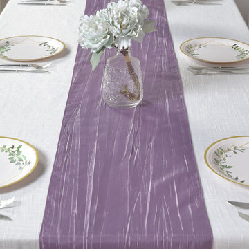 Add Elegance to Your Event with the Violet Amethyst Accordion Crinkle Taffeta Linen Table Runner