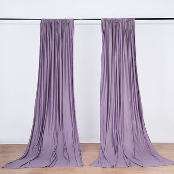 2 Pack Violet Amethyst Scuba Polyester Divider Backdrop Curtains, Inherently Flame Resistant Event Drapery Panels Wrinkle Free With Rod Pockets - 10ftx10ft