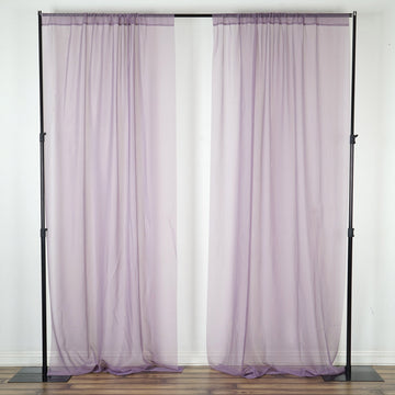2 Pack Violet Amethyst Chiffon Divider Backdrop Curtains, Inherently Flame Resistant Sheer Premium Organza Event Drapery Panels With Rod Pockets - 10ftx10ft