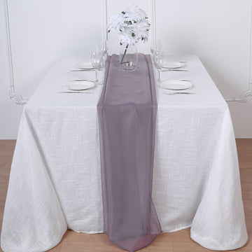 Elevate Your Tablescape with the Violet Amethyst Premium Chiffon Table Runner