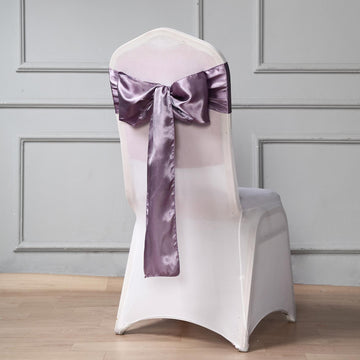 5 Pack Violet Amethyst Satin Chair Sashes 6"x106"