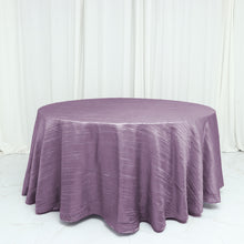 Violet Amethyst Accordion Crinkle Taffeta Round Tablecloth 120 Inch 