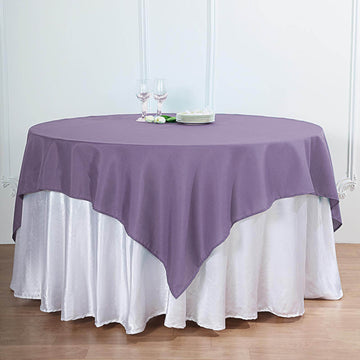 Elevate Your Event Decor with the Violet Amethyst Square Seamless Polyester Table Overlay