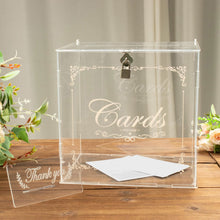 10X8.5X9.8 Inch Acrylic Clear 3D Leaf Petal Card Box With Lock & Key Sign Stand Included