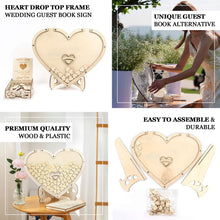 13 Inch Heart-Shaped Wooden Frame Guest Book Stand For Weddings