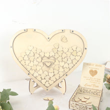 13 Inch Rustic Heart Wooden Wedding Guest Book Sign Frame Stand