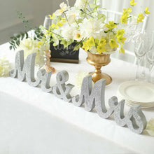 Silver Glittered Mr & Mrs Freestanding Table Display Signs