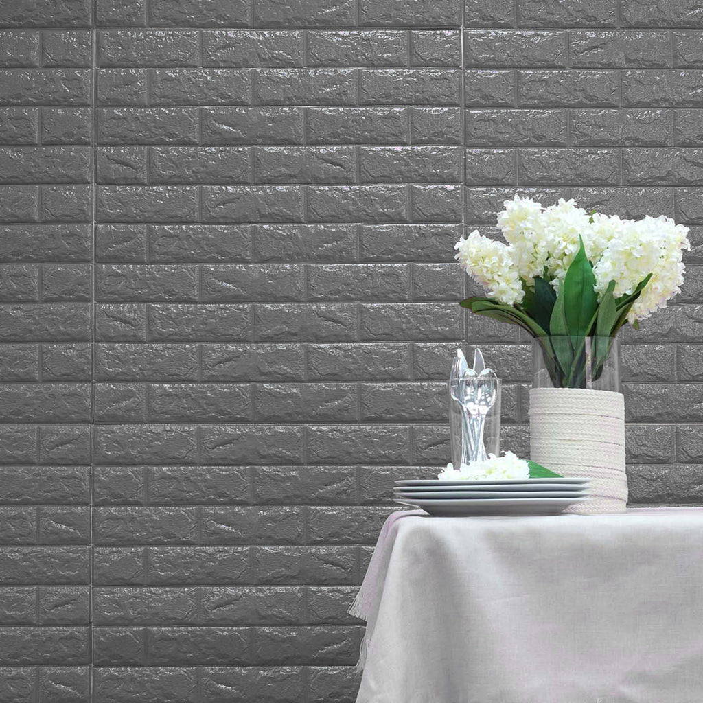 Efavormart 10 Pcs | 58 sq.ft Self-Adhesive Wall Panels 3D Faux Waterproof Foam Bricks Peel and Stick Foam Wall Home Decor - White