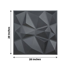 Self Adhesive PVC Matte Black Square 3D Diamond Design Wall Tiles with measurements of 20 inches and 20 inches