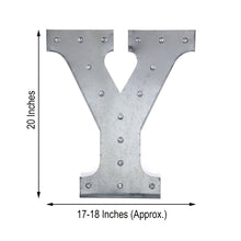 Galvanized Metal Silver LED Letter Y - 20 inches tall and 17-18 inches wide