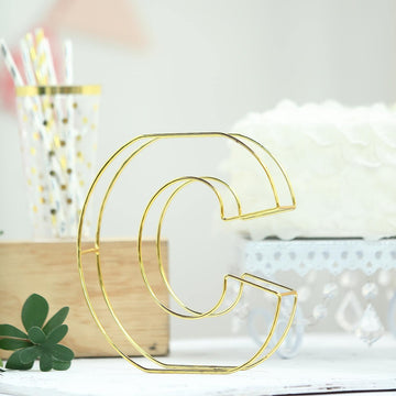 Add Elegance to Any Space with the Gold Freestanding 3D Decorative Wire Letter