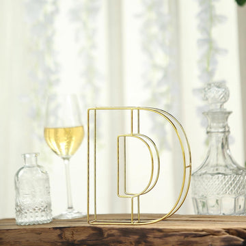 Make a Statement with the Gold Freestanding 3D Decorative Wire 'D' Letter