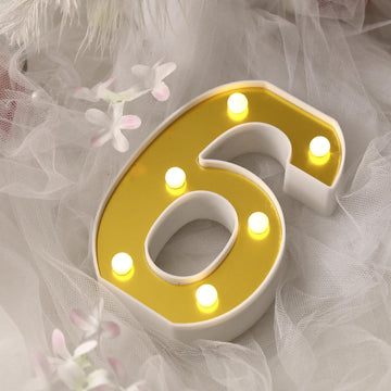 Add a Touch of Elegance with Gold 3D Marquee Numbers 6