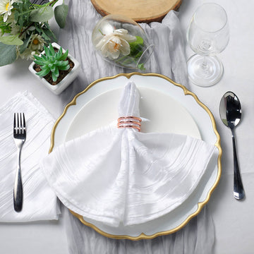 Elevate Your Tablescapes with White Accordion Crinkle Taffeta Napkins