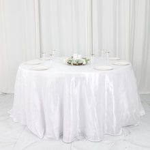 White Seamless Accordion Crinkle Taffeta Round Tablecloth 132 Inch