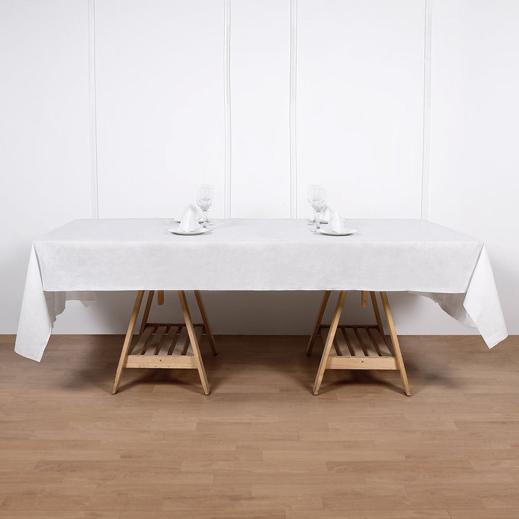 50 Inch x 108 Inch White Tablecloth Airlaid Paper Soft Linen Feel Disposable in Rectangle Shape