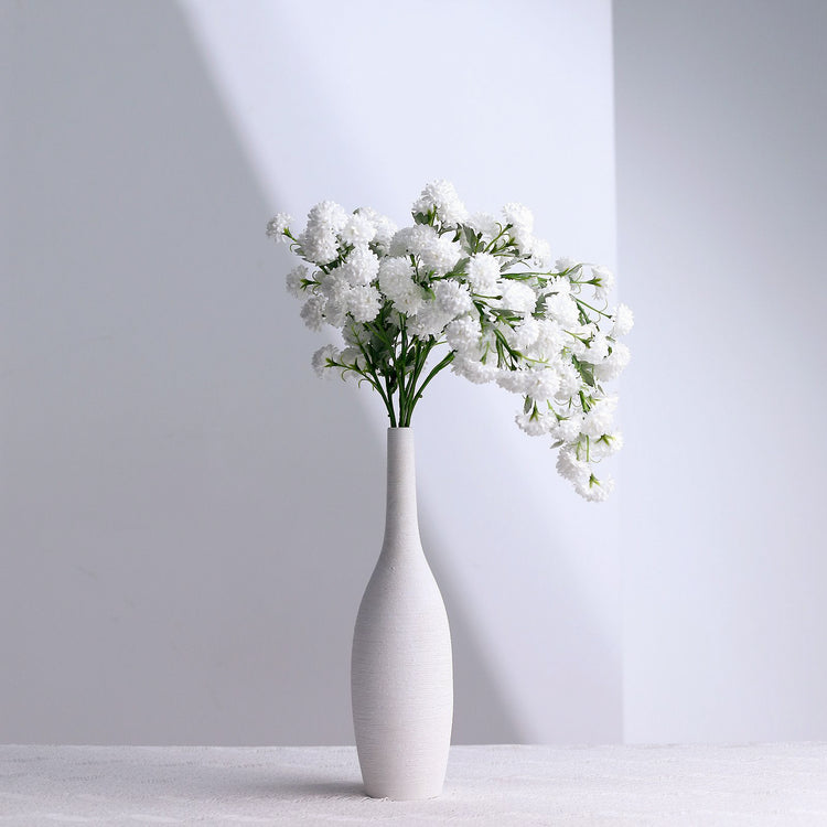 2 Bushes White Artificial Silk Chrysanthemum 33 Inch