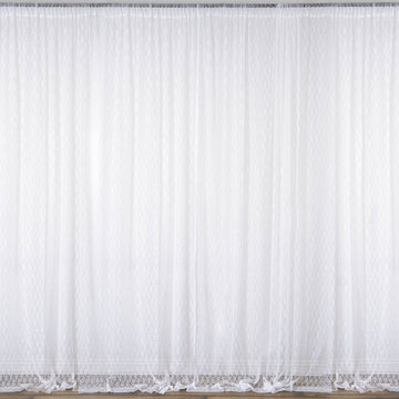 2 Pack White Fire Retardant Divider Backdrop Curtain in Floral Lace, Sheer Event Drapery Panel with Rod Pockets - 5ftx10ft