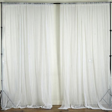2 Pack White Chiffon Divider Backdrop Curtains, Inherently Flame Resistant Sheer Premium Organza Event Drapery Panels With Rod Pockets - 10ftx10ft