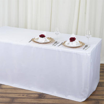 White Fitted Polyester Rectangular Table Cover 4ft