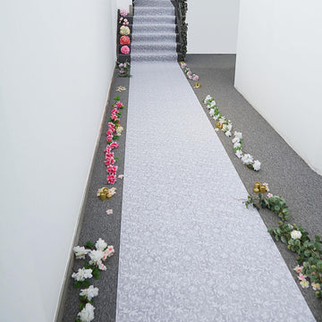 Elegant White Floral Lace Aisle Runner for a Dreamlike Wedding