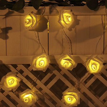 Create a Magical Setting with White Foam Rose LED String Lights