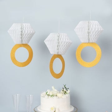 White/Gold Diamond Ring Hanging Party Supplies Decorations