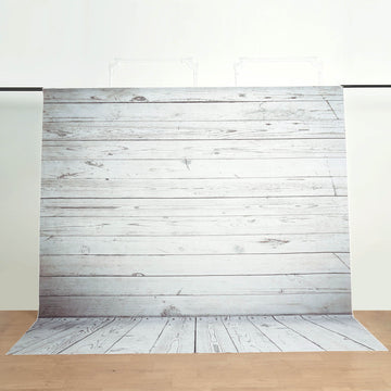 Whimsical White/Gray Distressed Wood Panels Vinyl Photography Backdrop 8ftx8ft