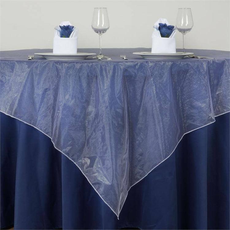 72 Inch x 72 Inch White Square Organza Table Overlay#whtbkgd