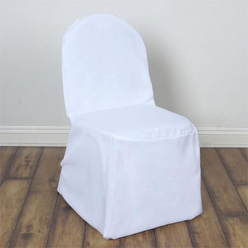Elegant White Polyester Banquet Chair Cover