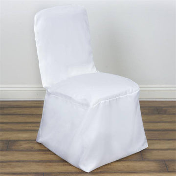 Elevate Your Event with the White Polyester Square Top Banquet Chair Cover
