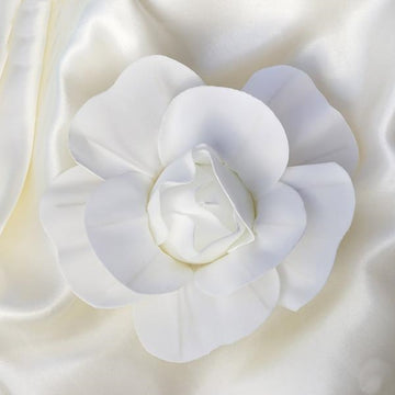 White Real Touch Artificial Foam DIY Craft Roses 8"