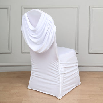 Elevate Your Event with the White Ruched Swag Back Spandex Fitted Banquet Chair Cover