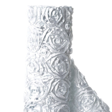 Elegant White Satin Rosette Fabric for Stunning Event Decor