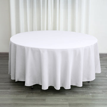 Elevate Your Event with the White Seamless Polyester Round Tablecloth 108