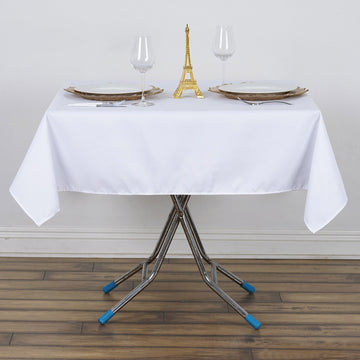 White Seamless Premium Polyester Square Tablecloth 220GSM 54"x54"