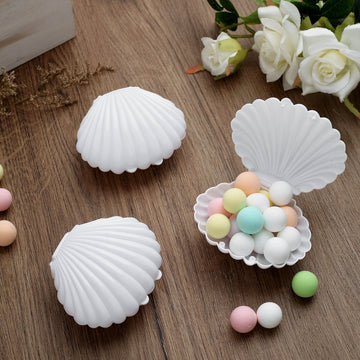 Create a Beachy Atmosphere with White Seashell Candy Containers