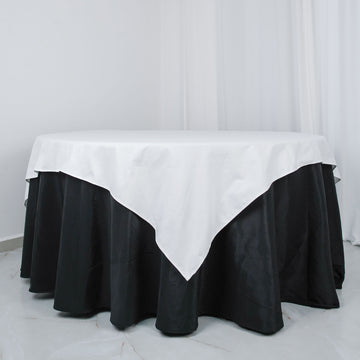 Create Memorable Wedding Table Decor with the White Square 100% Cotton Linen Seamless Table Overlay 70"