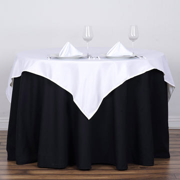 Add Elegance to Your Event with the White Square Seamless Polyester Table Overlay