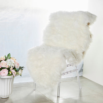 White Ultra Soft Faux Sheepskin Rug Runner, Fluffy Area Rug Shag Carpet 6ftx2ft