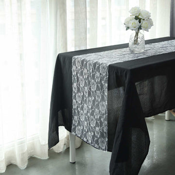 Transform Your Table with the White Vintage Rose Flower Lace Table Runner