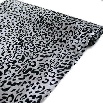 Black Silver Leopard Print Taffeta Fabric Roll, DIY Animal Print Fabric Bolt 54"x10 Yards