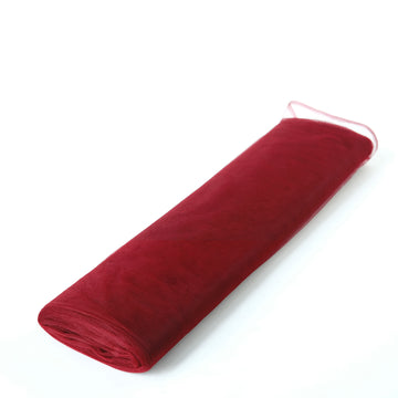 Burgundy Tulle Fabric Bolt, DIY Crafts Sheer Fabric Roll 54"x40 Yards