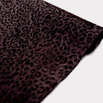 Elegant Chocolate Leopard Print Taffeta Fabric Roll