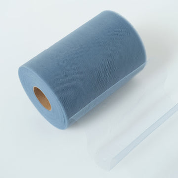 Dusty Blue Tulle Fabric Bolt, Sheer Fabric Spool Roll For Crafts 6"x100 Yards