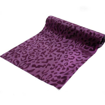 Eggplant Leopard Print Taffeta Fabric Roll, DIY Animal Print Fabric Bolt 12"x10 Yards